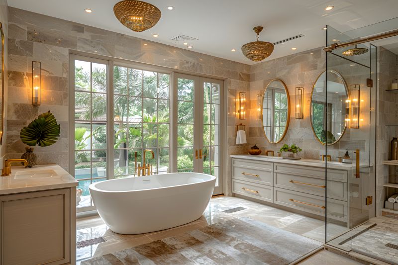 Luxurious freestanding bathtub in a residential bathroom